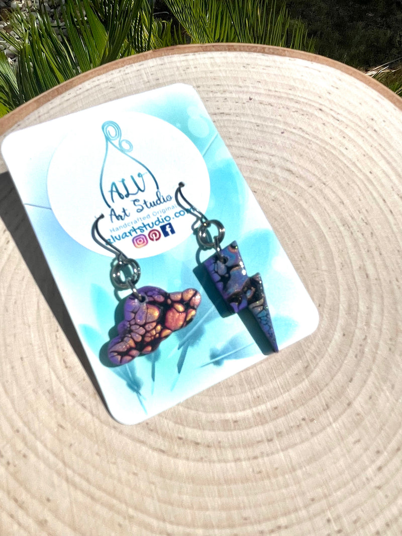 Storm cloud earrings-mini