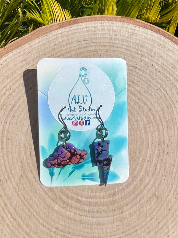 Storm cloud earrings-mini