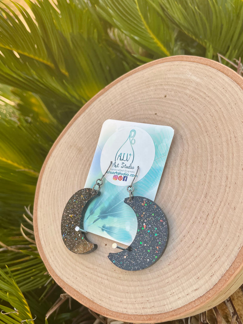Resin Moon Earrings