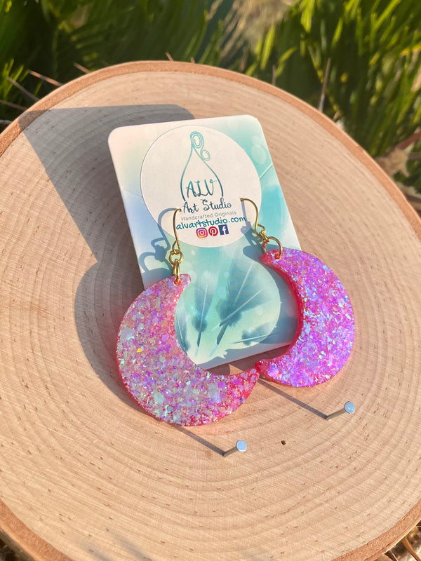 Resin Moon Earrings