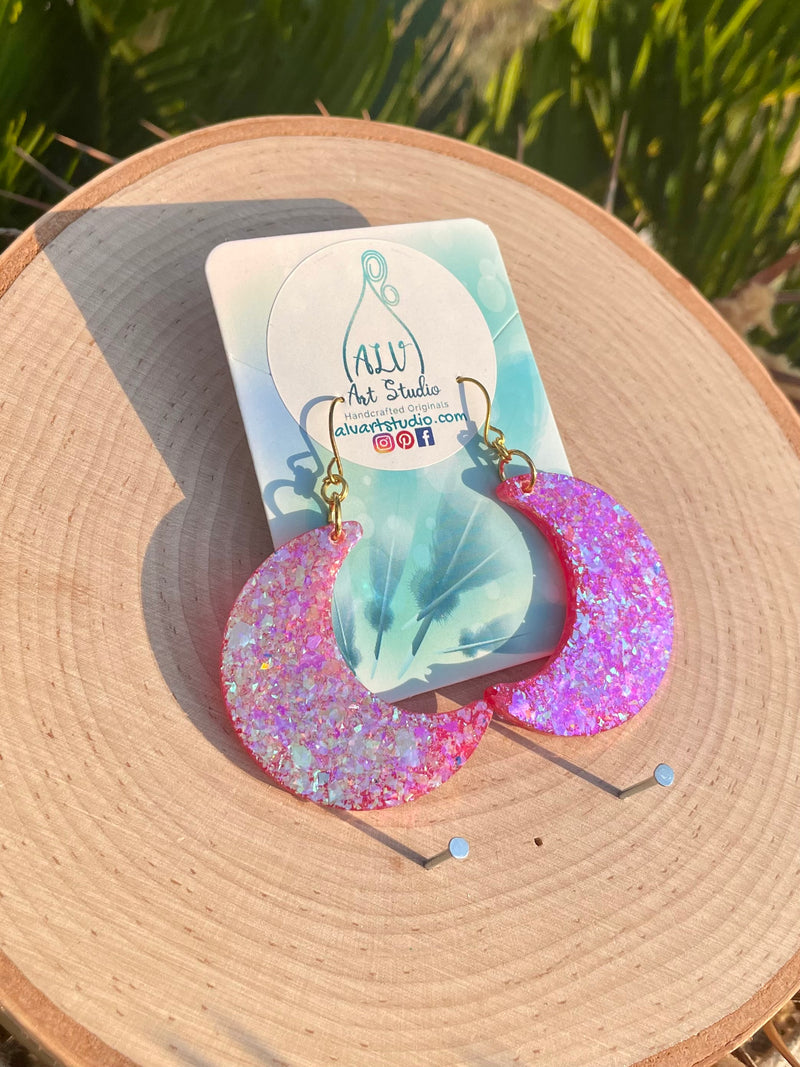 Resin Moon Earrings