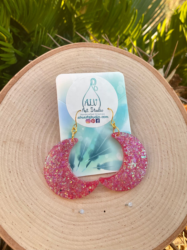 Resin Moon Earrings