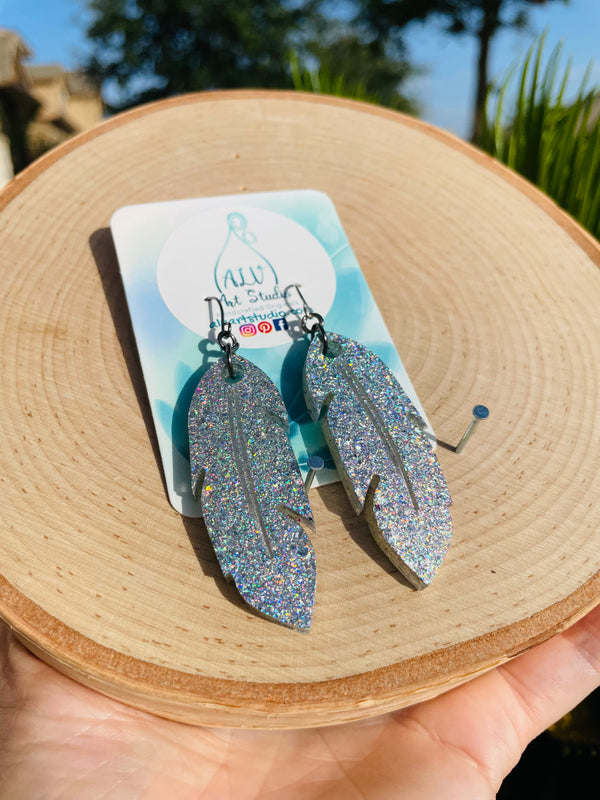 Resin Earrings- Feathers