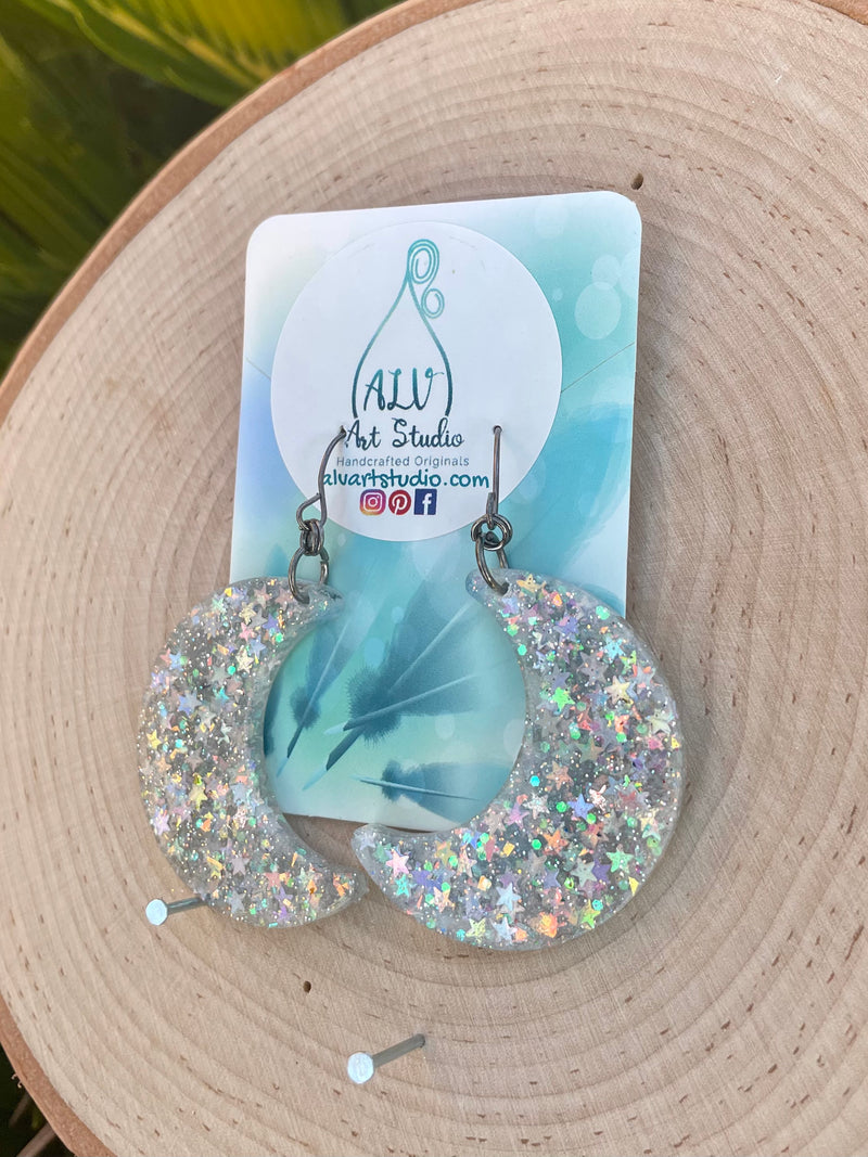 Resin Moon Earrings