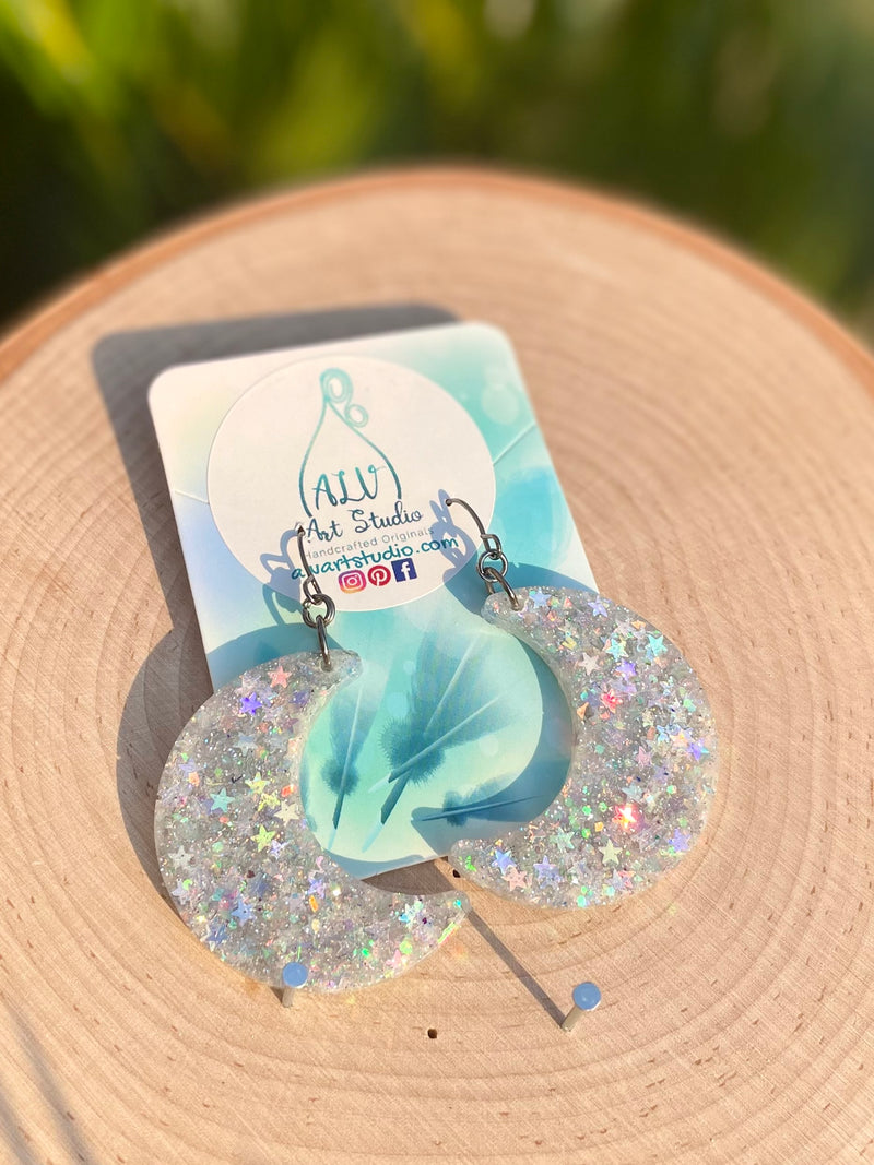 Resin Moon Earrings