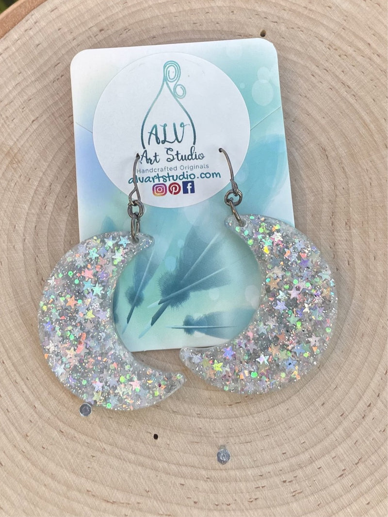 Resin Moon Earrings