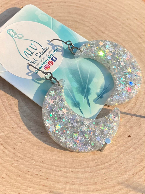 Resin Moon Earrings